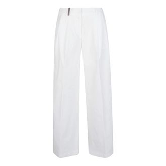 PESERICO Peserico, Wide Trousers, female, White, Size: M Wide Trousers