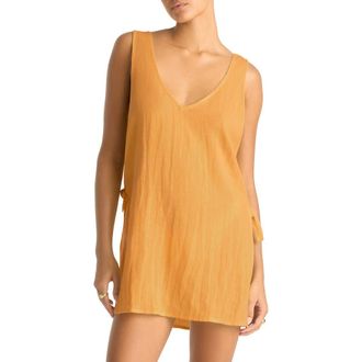 Vitamin A Riviera Sleeveless Linen Cover-Up Minidress in Creamsicle at Nordstrom Rack, Size X-Small