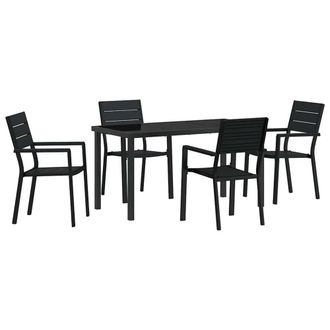 Berkfield Home 5 Piece Garden Dining Set Black HDPE
