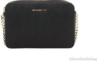 Michael Kors Michael Kors WomenS Top Zip Closure Saffiano Leather Crossbody Bag, Womens Black