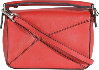 Loewe Red Leather Mini Puzzle Bag (Authentic Pre-Loved)