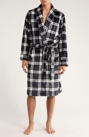 Nordstrom Rack Patterned Plush Robe in Black Bennett Plaid at Nordstrom Rack, Size X-Large/xx-Large