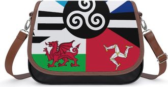 Generic Combined Flag of The Celtic Nations Womens Crossbody Bag Fashion Shoulder Handbags Message Tote Bag with Adjustable Strap
