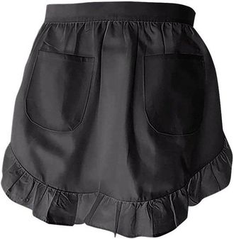 OEM Delantal De Encaje, Delantal De Cocina Para Limpieza, Delantal Corto Para Tareas Dom&eacute;sticas, Delantal Con Bolsillo, Negro