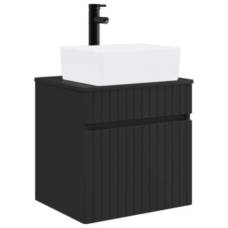 vidaXL Vanidad De Lavabo Montada En La Pared Negro 49 X 41 X 63 Cm Vidaxl