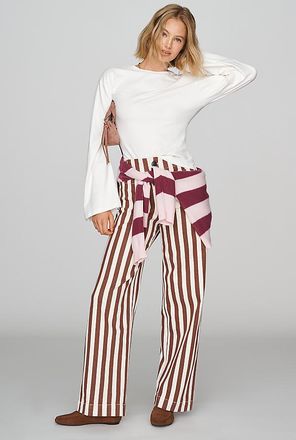 Maeve Colette Striped Full Length Wide Leg Pants