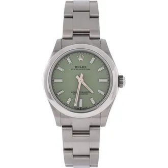 Rolex Oyster Perpetual Pistachio Green Automatic Watch Stainless Steel 31 in Metallic Silver at Nordstrom