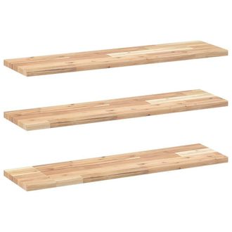 Berkfield Home Floating Shelves 3 pcs 80x20x2 cm Untreated Solid Wood Acacia in Brown | Size: 80 x 20 x 2 cm