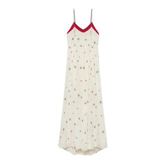 Forte_Forte Maxi Dresses, female, Beige, Size: S Long Voile Dress with Crochet Bustier