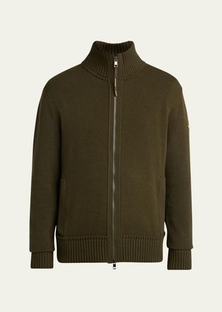 Moncler Mens Wool and Cashmere Full-Zip Knit Cardigan