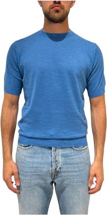FILIPPO DE LAURENTIIS Lichtblauw Linnen Effect T-shirt - Heren - T-shirts - Blauw - XL - Linnen - Tops