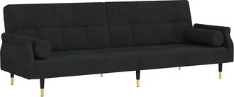 vidaXL Sof&aacute; Cama Con Cojines Terciopelo Negro Vidaxl