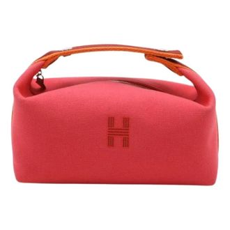 Herm&egrave;s Pre-owned Canvas Black PM Cosmetic Pouch - Dames - Pre-owned - Roze - Maat: ONE Size