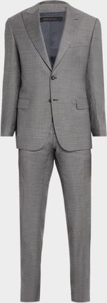 Brioni Mens Wool and Cashmere Sharkskin Two-Piece Suit
