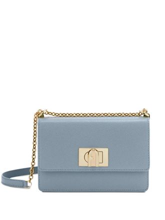 Furla chain-strap flap satchel - women - Calf Leather/Viscose - One Size - Blue