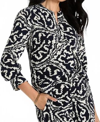 Nic+Zoe Leaf Double Crepe Top In Indigo Multi