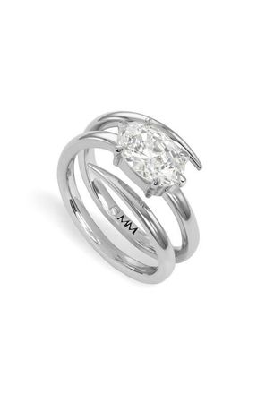 Melinda Maria Shes On Point Lasso Wrap Ring in Silver-White at Nordstrom, Size 10