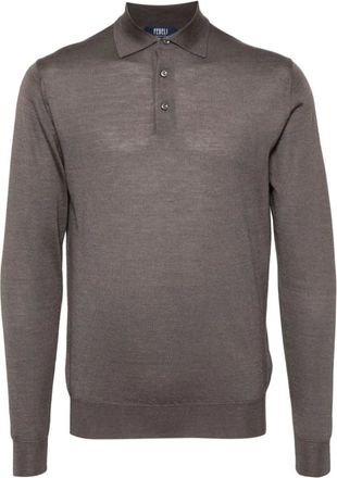 Fedeli Polo Shirts, male, Gray, M, Cashmere-silk Polo Shirt