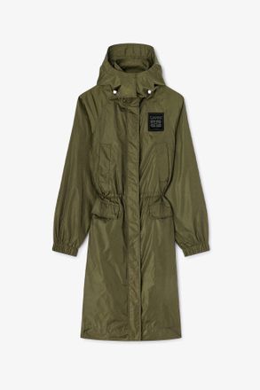 Ganni Nylon Parka Coat - Size 10/12 Green