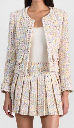 Alice & Olivia Landon Cropped Jacket In Off White Multi