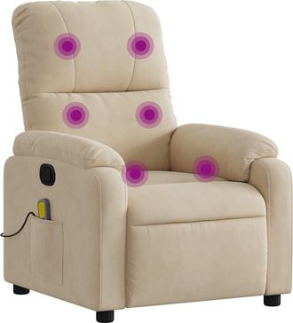 vidaXL Vidaxl - Sill&oacute;n Reclinable De Masaje Tela De Microfibra Color Crema