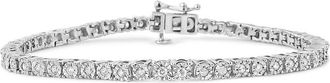 House of Brilliance 925 Sterling Silver 1.0 Cttw Miracle-Set Round-Cut Diamond Faceted Bezel Tennis Bracelet (I-J Color, I3 Clarity) - 9