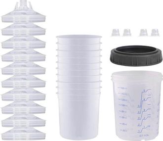 OEM Juego De 10 Vasos Para Mezclar Pintura - Insertos Para Pintura De Coche - Vaso Medidor Con Tapa - Juego De 10 Vasos Medidores Transparentes Para Pintu