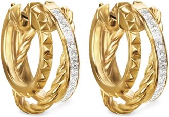 David Yurman Orecchini a cerchio Crossover Multi Row in oro giallo 18kt con diamanti (18mm)
