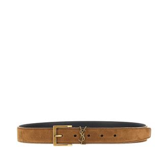 Saint Laurent Leather belt with Cassandre logo Man 100
