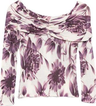 Twinset Overhemden, Dames, Paars, S, Wol, Rood en Wit Wollen Trui