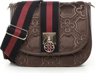 V&deg; 73 Geborduurde Fluwelen Schoudertas in Taupe - Dames - Schoudertassen - Beige - ONE Size - Tassen