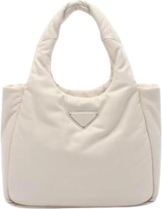 Prada Pre-owned Soft Padded Leather Tote Bag - Dames - Vintage Handtas - Beige - ONE Size - Leer - Vintage