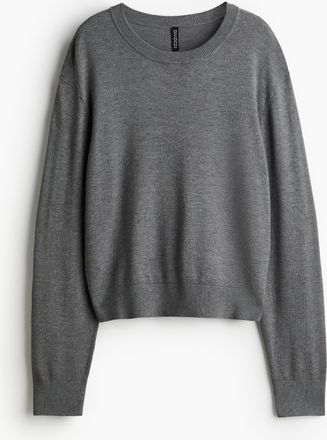 H&M Kurzer Feinstrick-Pullover - Grau