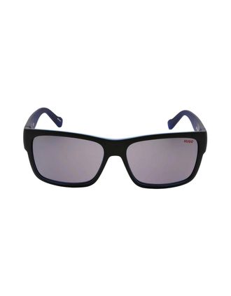 HUGO BOSS Mens Hugo Boss Grey Lens Inner Blue Matte Black Sunglasses - Size: ONE size