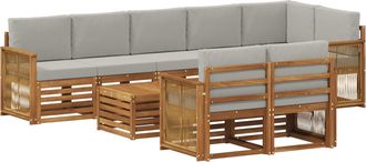 vidaXL Conjunto De Sof&aacute;s De Exterior 8 Uds. Natural Y Gris Claro Vidaxl