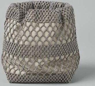 Brunello Cucinelli Beige Mesh Pouch Bag