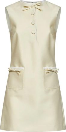 Self Portrait Taffeta Strik Mini Jurk - Dames - Korte kleedjes - Geel - 2XS - Polyester - Kleedjes