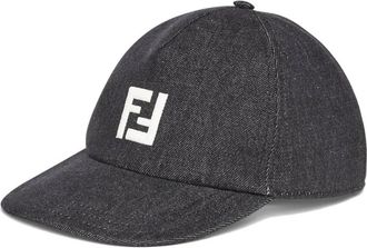 Fendi Zwarte Baseballpet met FF Logo - Heren - Petten - Zwart - ONE Size - Katoen - Accessoires
