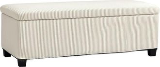 HOMCOM Homcom - Puff Almacenaje, Banco Almacenaje Plegable, Capacidad De 84 L, 112x42x40 Cm, Tapizado En Pana, Para Sala De Estar, Dormitorio, Entrada, Beige