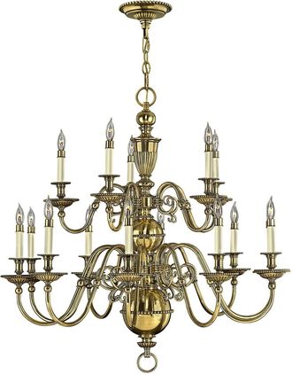 Loops 15 Bulb Chandelier Hanging Pendant LIght Burnished Brass LED E14 40W Bulb