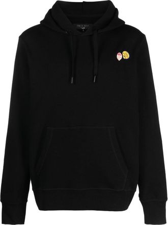 Rag & Bone Apple drawstring cotton hoodie - men - Cotton - L - Black
