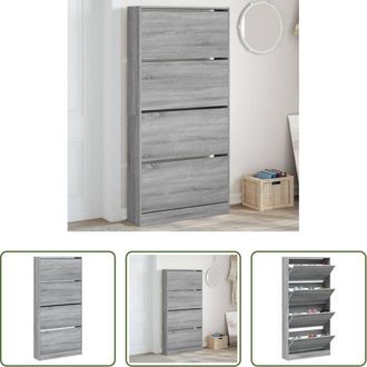vidaXL Cassetti ribaltabili - Scarpiera 4 Cassetti Ribaltabili Grigio Sonoma 80x21x163,5 cm