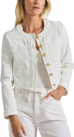 Derek Lam Cotton Penny Collarless Jacket In Blanco