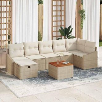 vidaXL Conjunto De Sof&aacute; De Jard&iacute;n 8 Pcs Beige Polirat&aacute;n Vidaxl