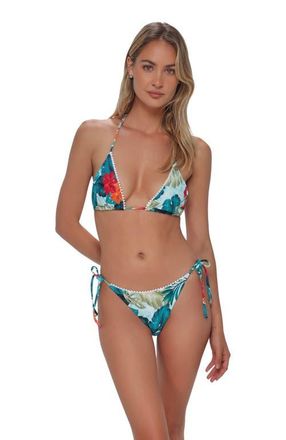 Swim Systems Pom Pom Triangle Bikini Swimsuit Top in Tiki Tango Rib at Nordstrom, Size 3X-Large