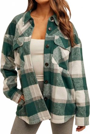 Hem & Thread State Park Shacket In Forest Green