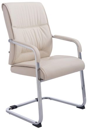 Clp Silla basculante con patas de metal y asiento en Simil cuero Crema