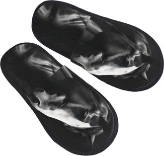 Generic Slipper Black Horses Cozy Plush Slippers Breathable House Shoes For Guest Room Indoor Travel M