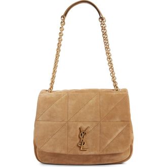 Saint Laurent Medium Jamie 4.3 Carr&eacute; Rive Gauche Suede Shoulder Bag in Golden Leaf at Nordstrom
