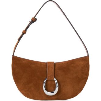Staud Harlow Crescent Leather Shoulder Bag in Tabac at Nordstrom
